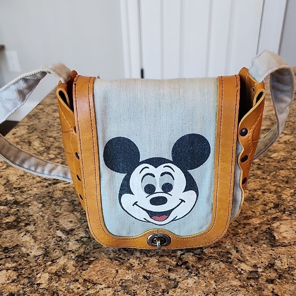 Mickey Mouse- Vintage‎ Denim and Leather  Bag - Picture 1 of 8